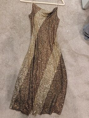 Free People Sequin Midi Dress | Brown Gold Multi